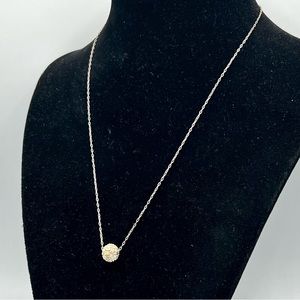 Vintage AVON minimalist silver chain rhinestone bead necklace 16”